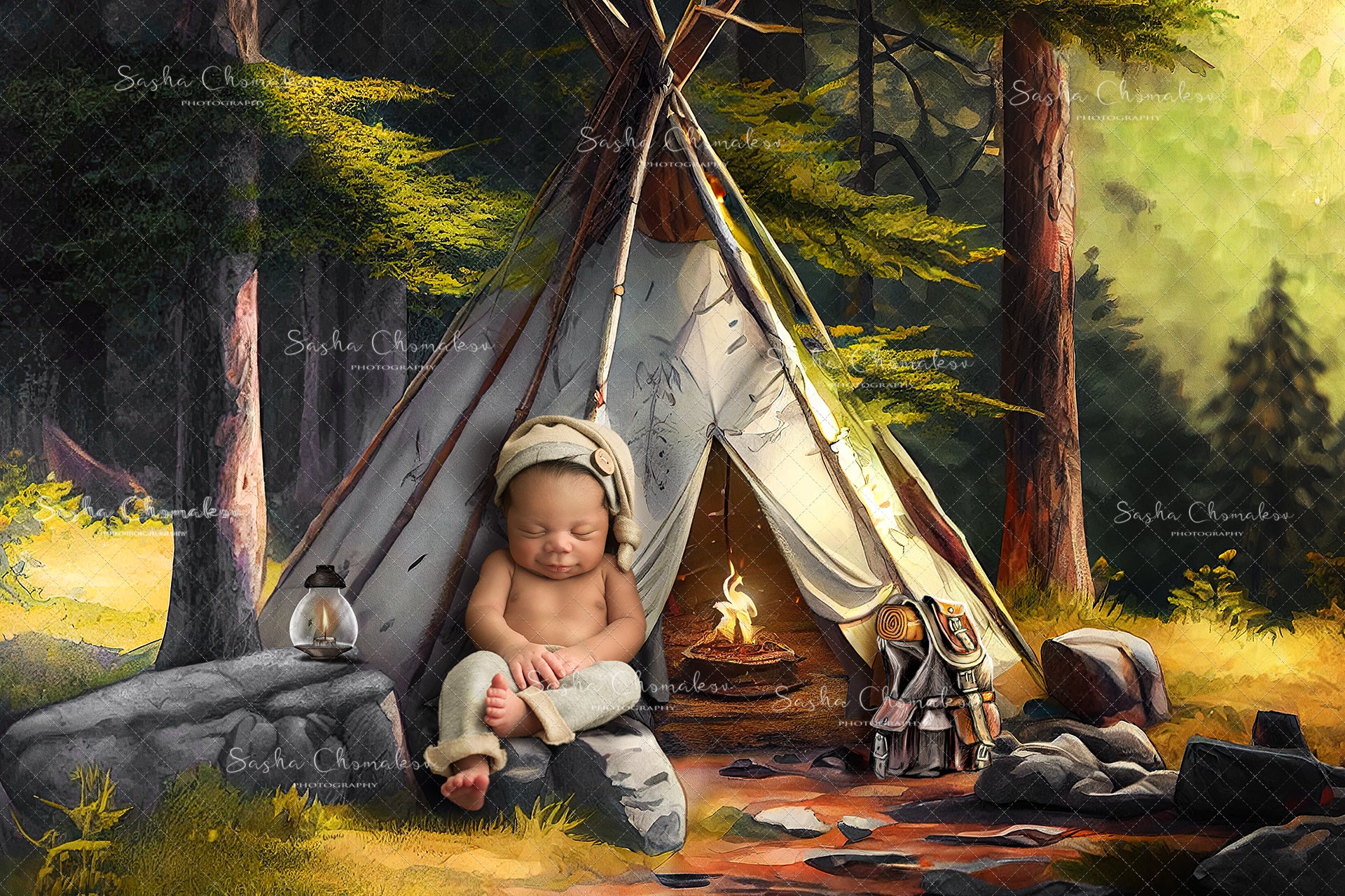 Digital Backdrop Ai generated and hand painting