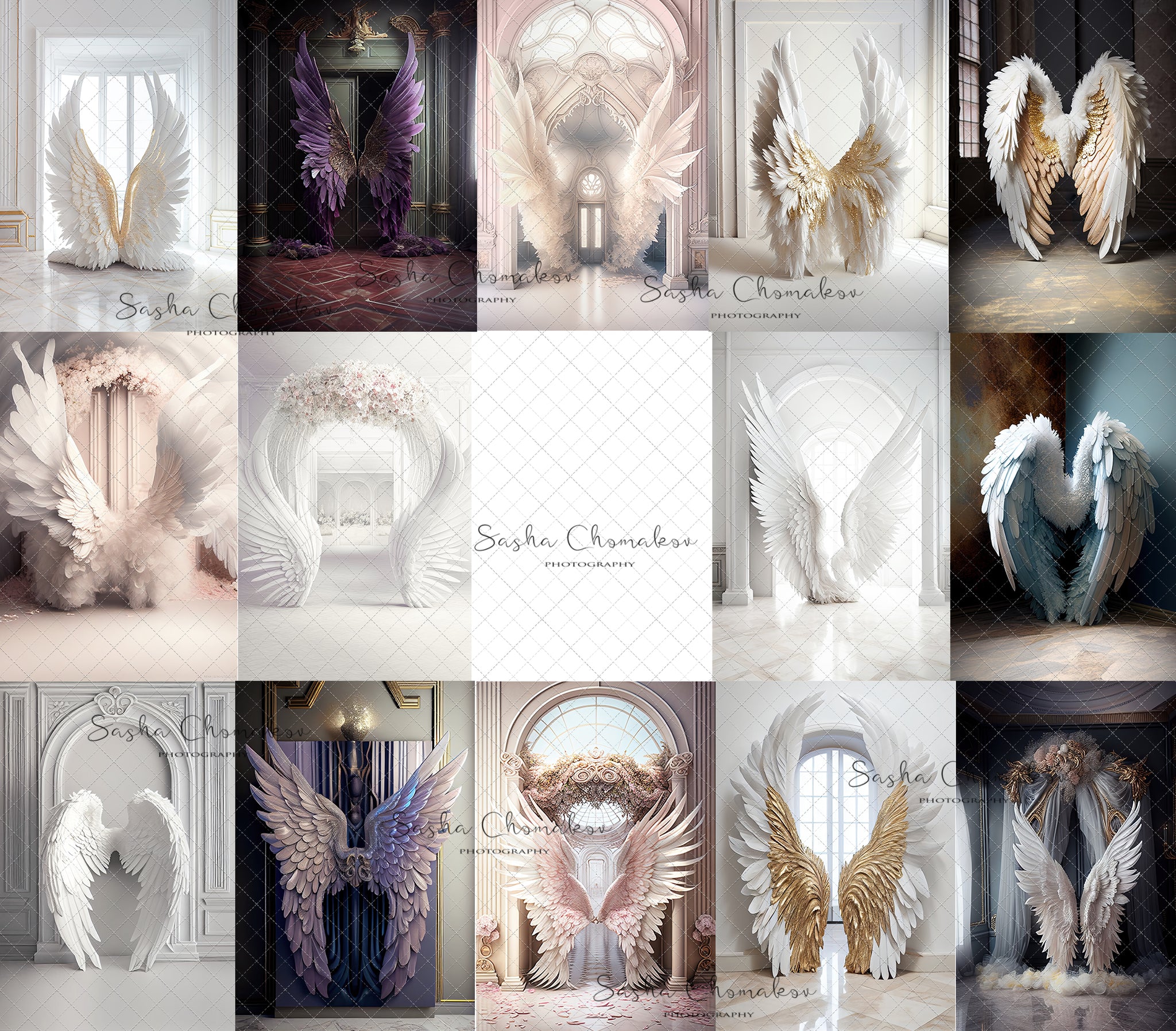 Digital Backdrops wings set 2 Ai generated