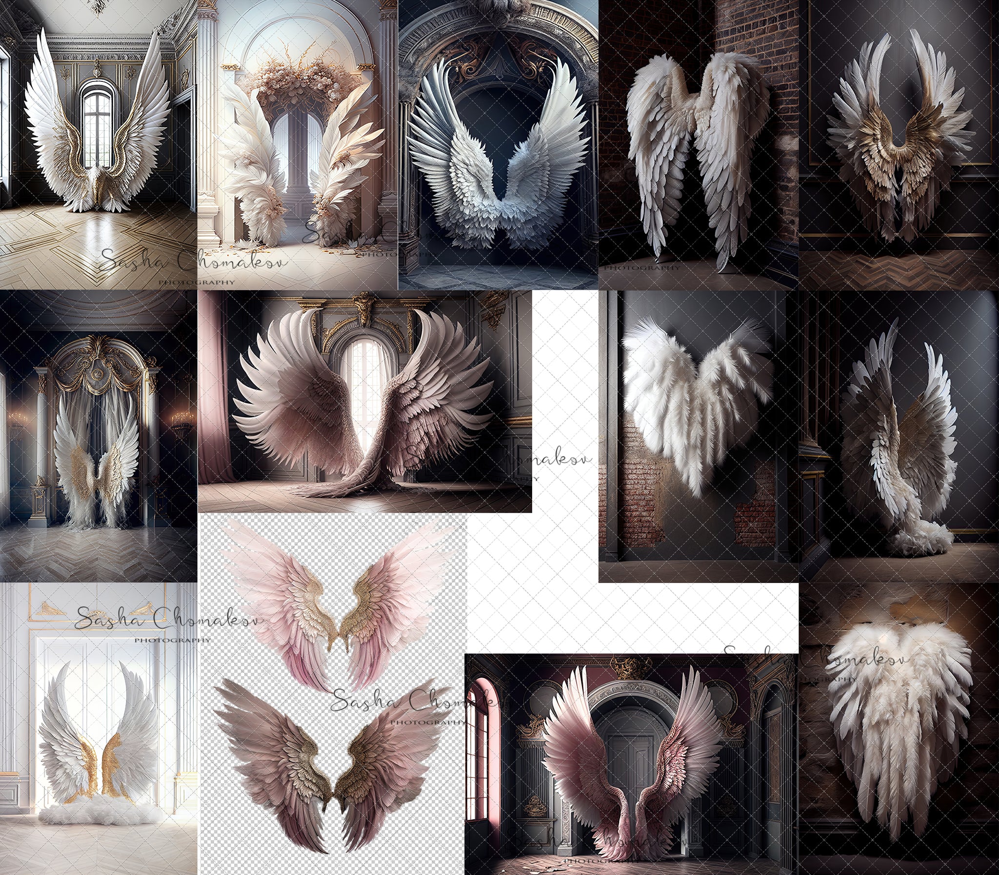 Digital Backdrops wings set 3 Ai generated