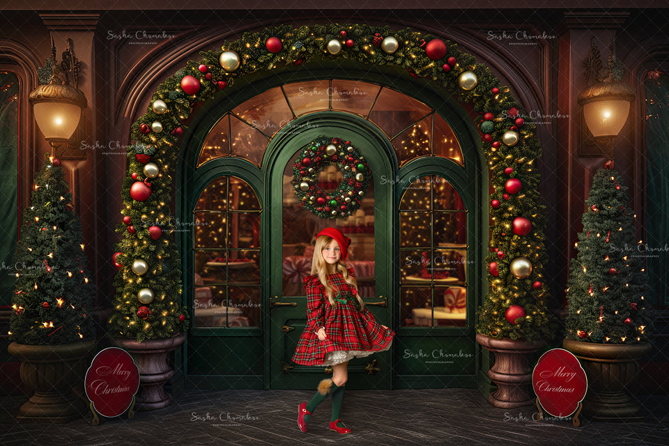 Digital backgrounds  Ai generated Christmas front doors