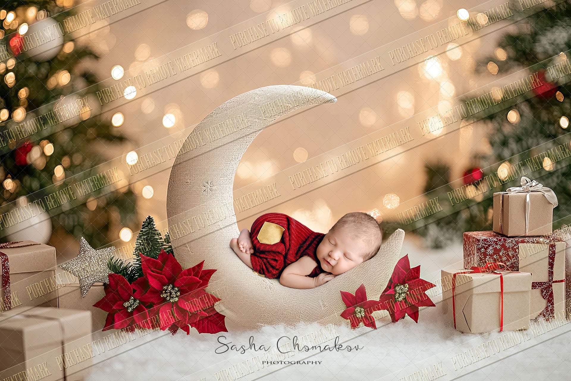 Digital background Ai generated Christmas moon