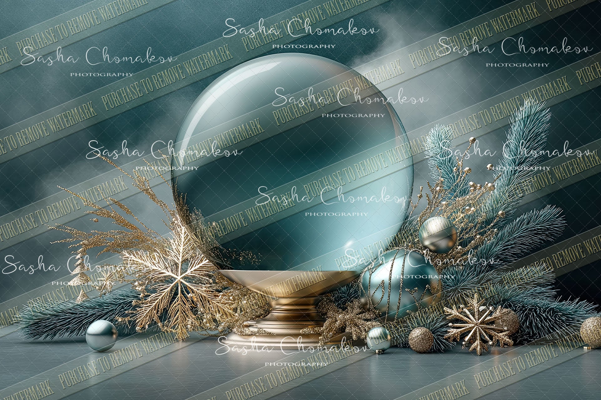 Digital  Backdrop Ai generated Christmas globes