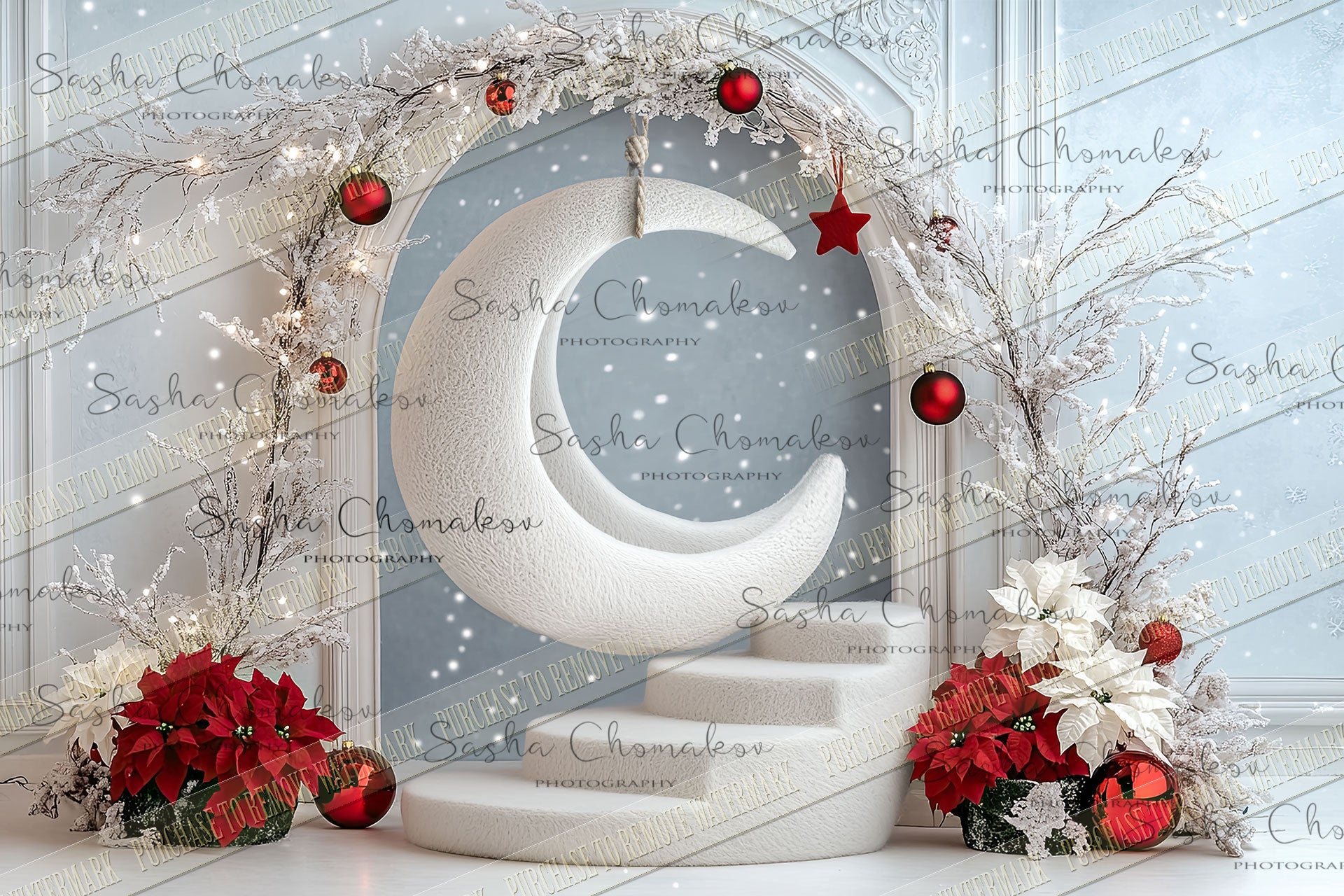 Digital background Ai generated Christmas moon