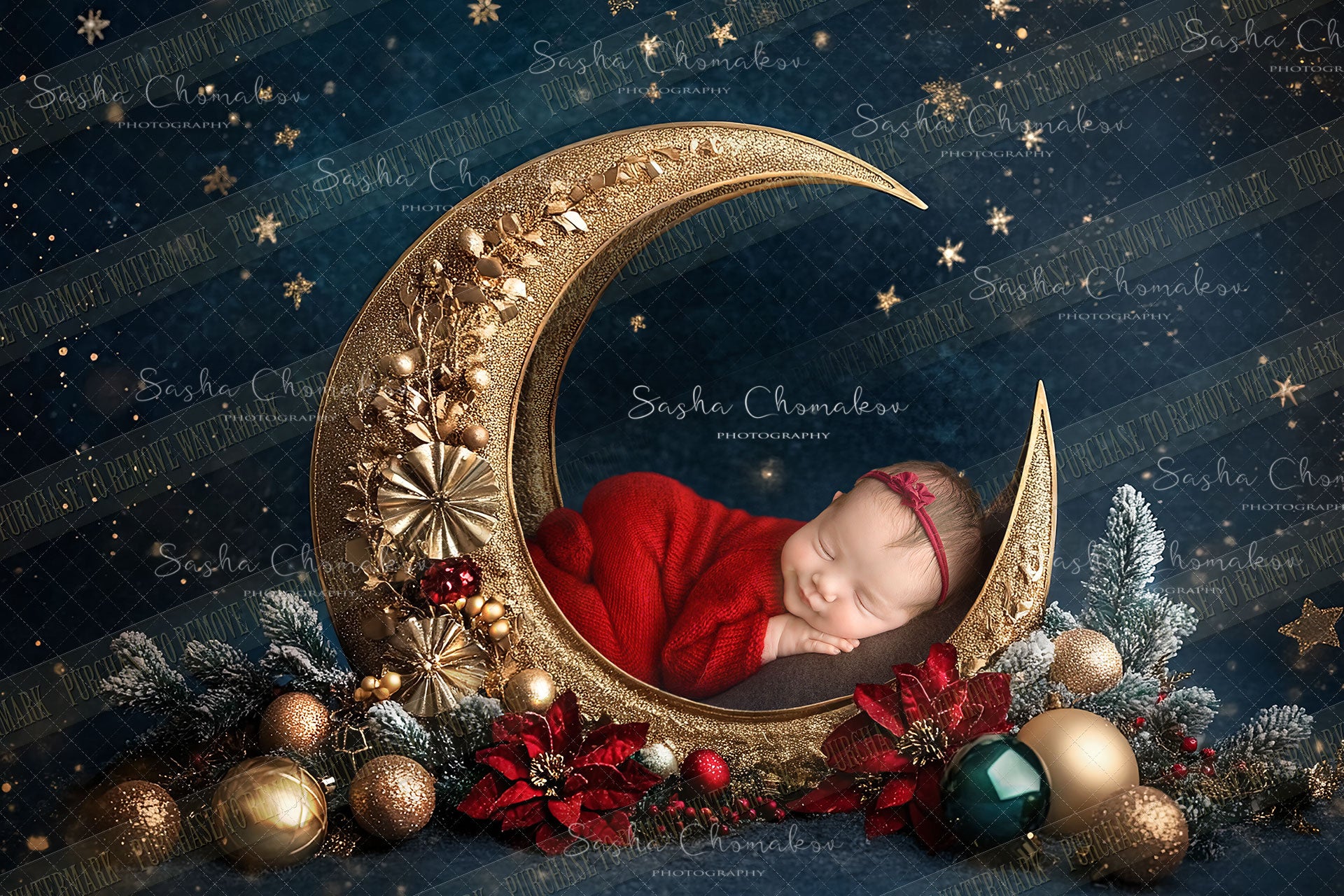 Digital background Ai generated Christmas moon