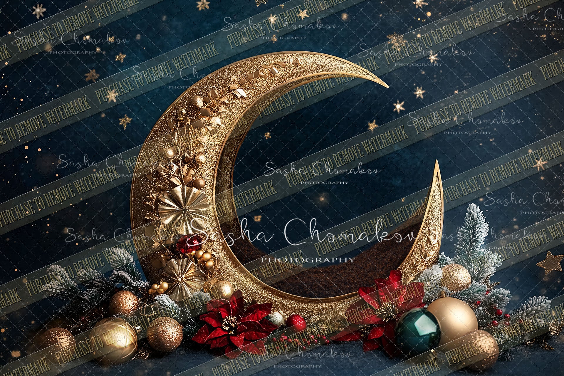 Digital background Ai generated Christmas moon