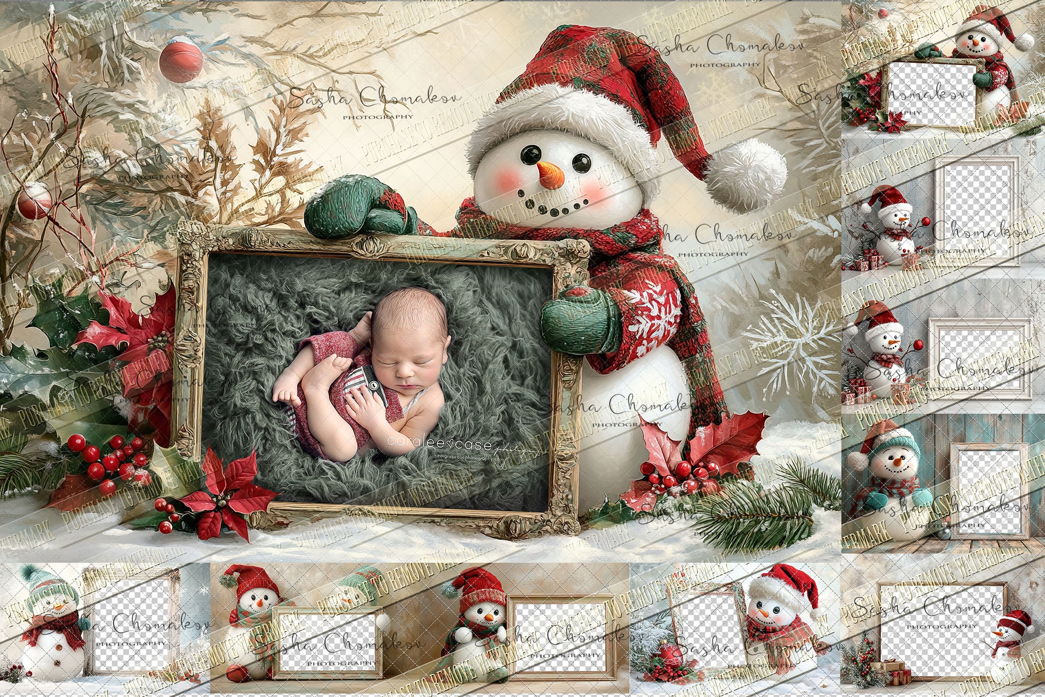 Digital background Ai generated  snowman Christmas frames