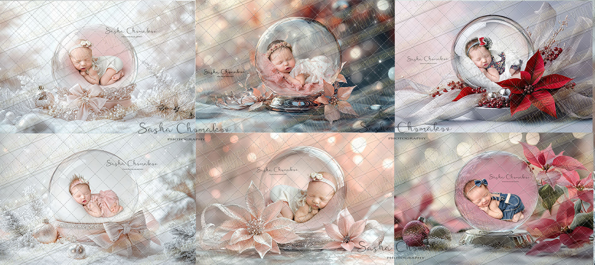 Digital background Ai generated girls Christmas globes promo