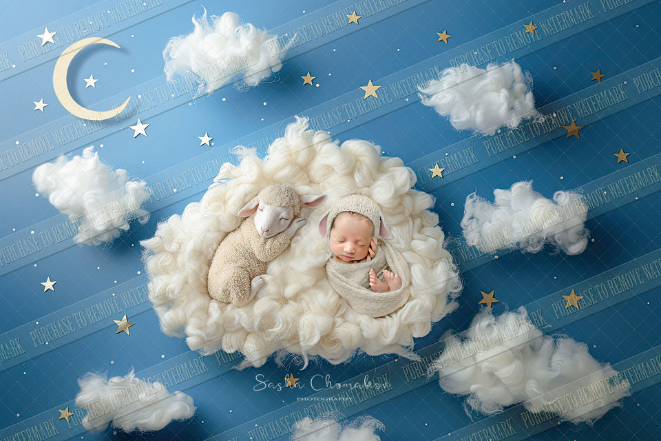 Digital  background  sleeping on the cloud  overhead