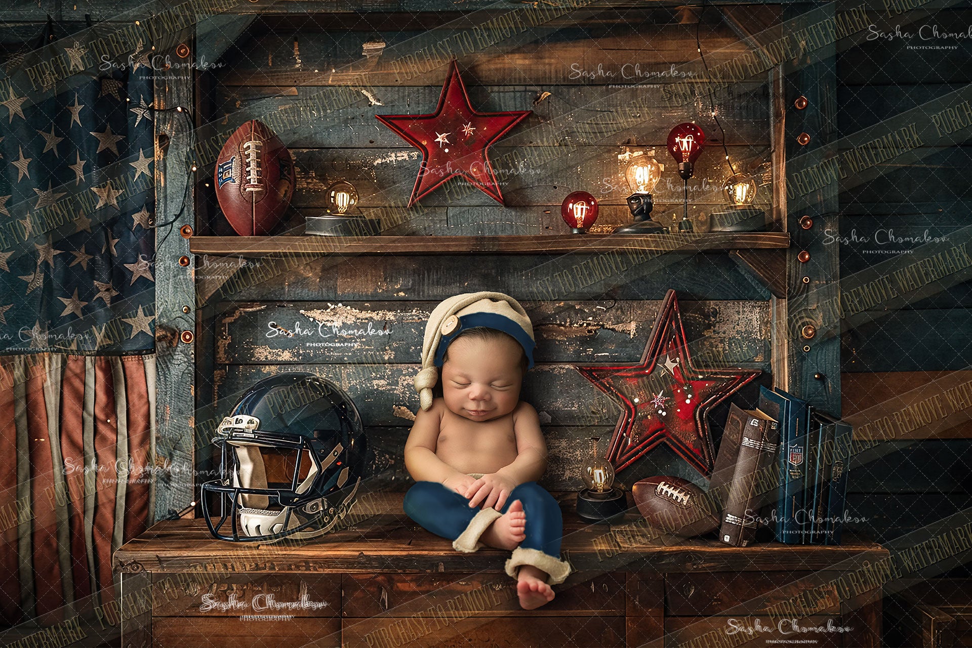 Digital  background  overhead football. shelf