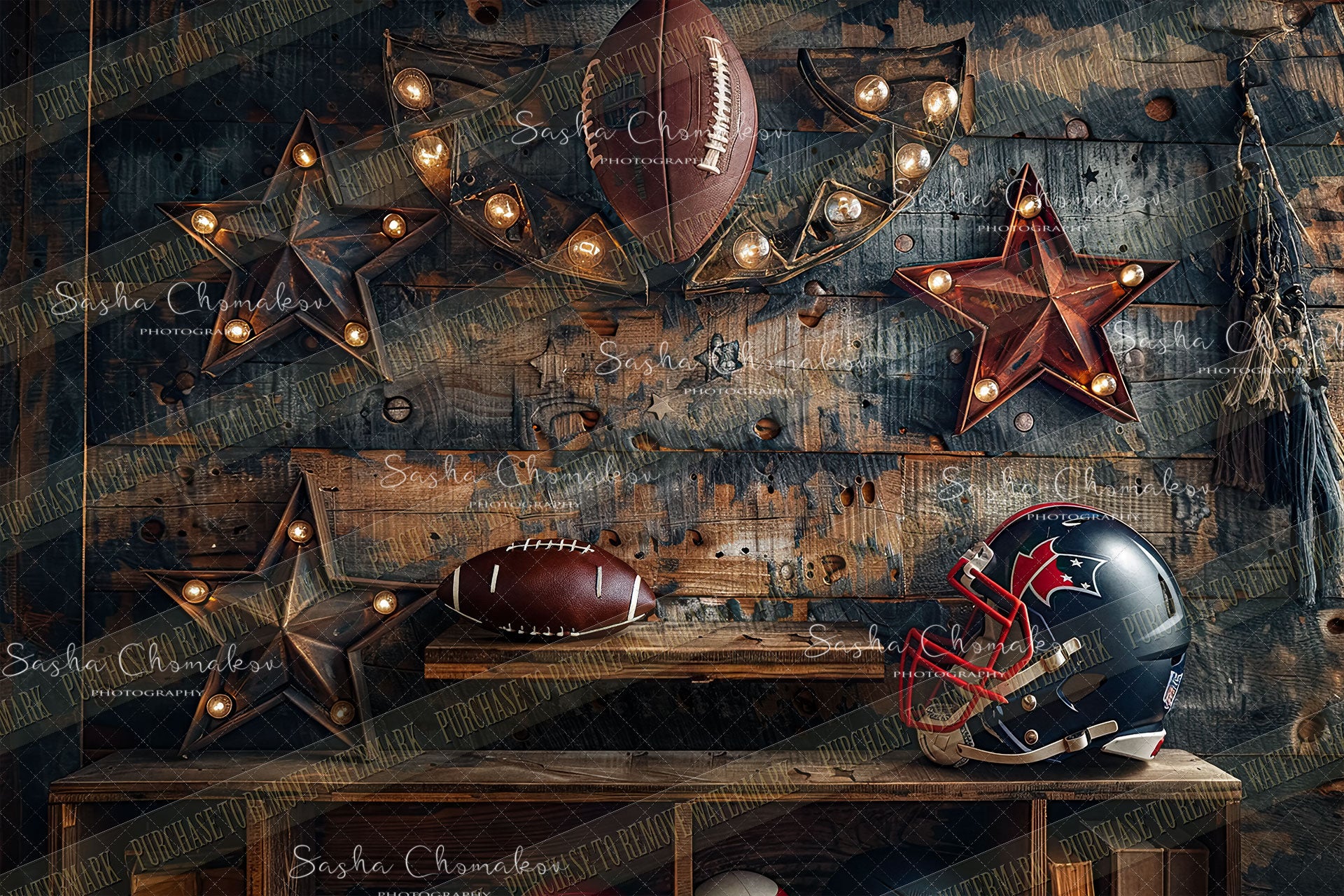 Digital  background  overhead football. shelf