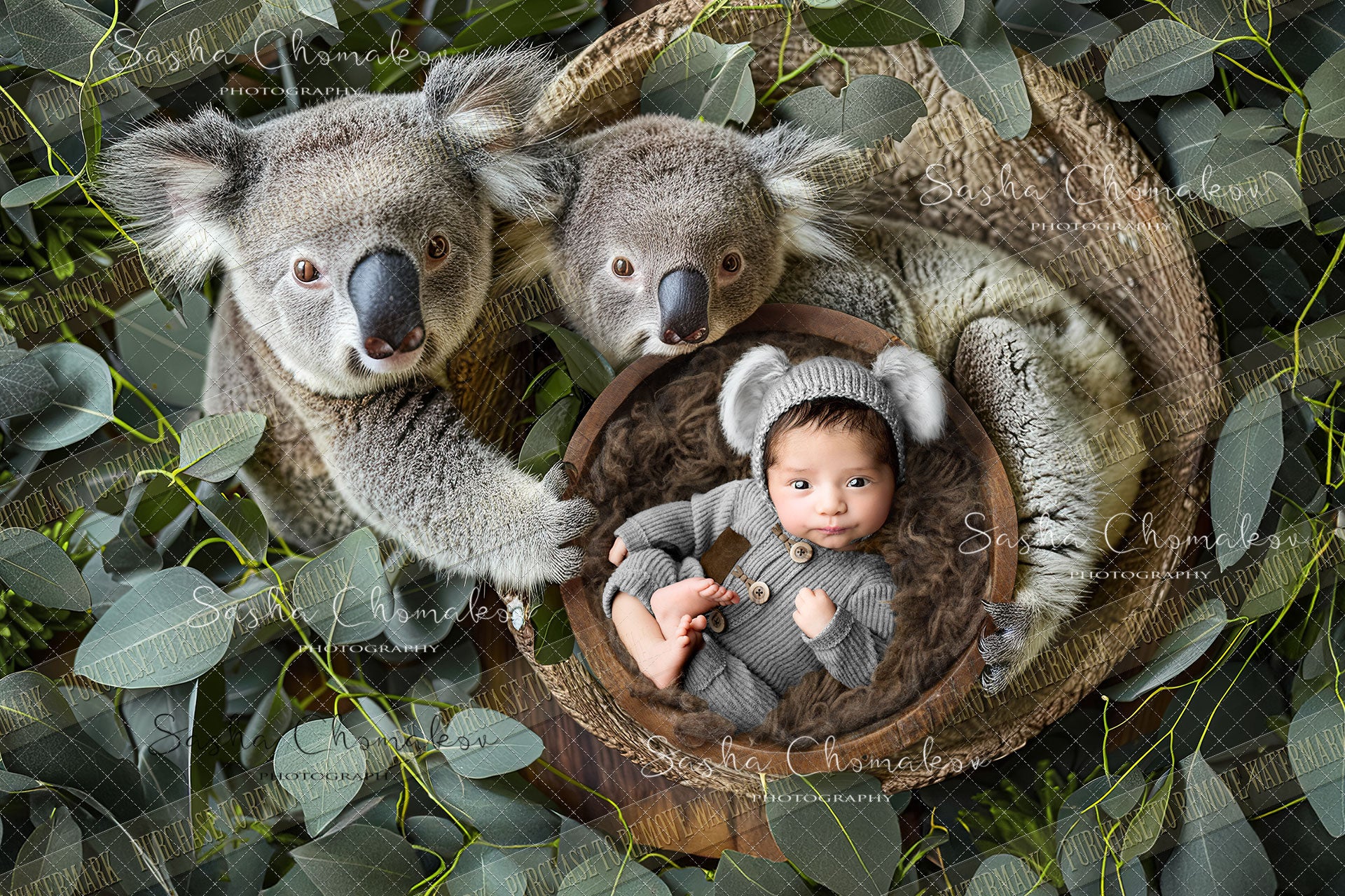 Digital  background overhead zoo wild animals Ai generated koala