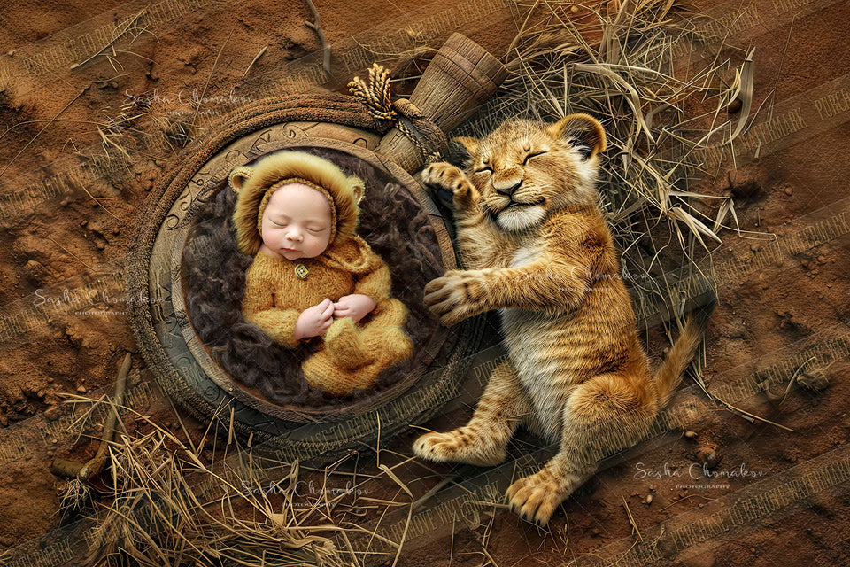 Digital  background overhead zoo wild animals Ai generated lion