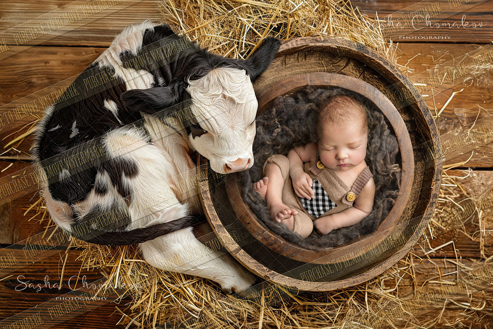 Digital  background  farm animals baby cow