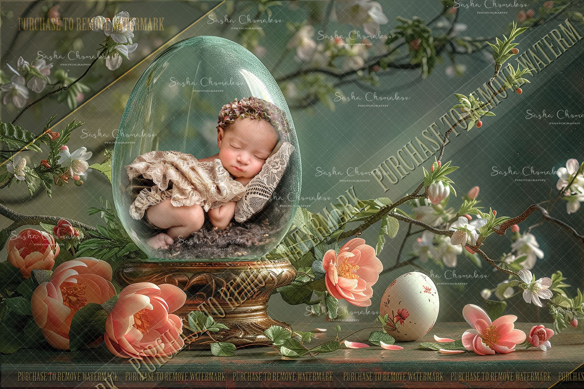 Digital  backgrounds Easter egg globe   Ai generated