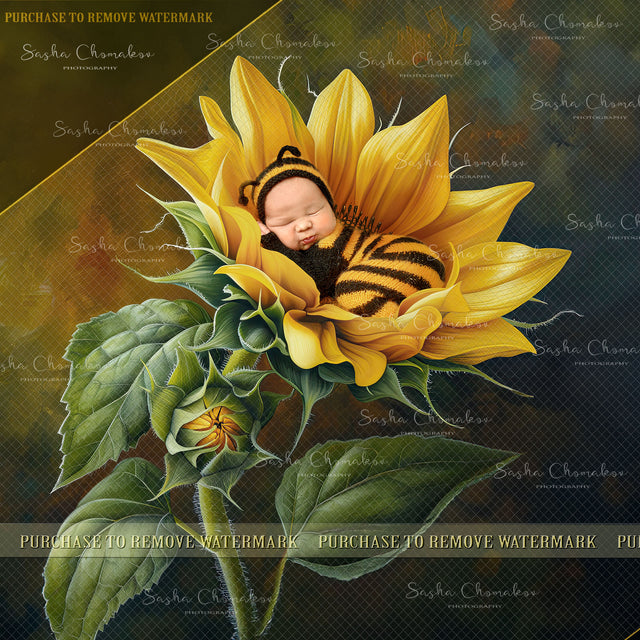 Digital  background Painted sunflower  Ai generated