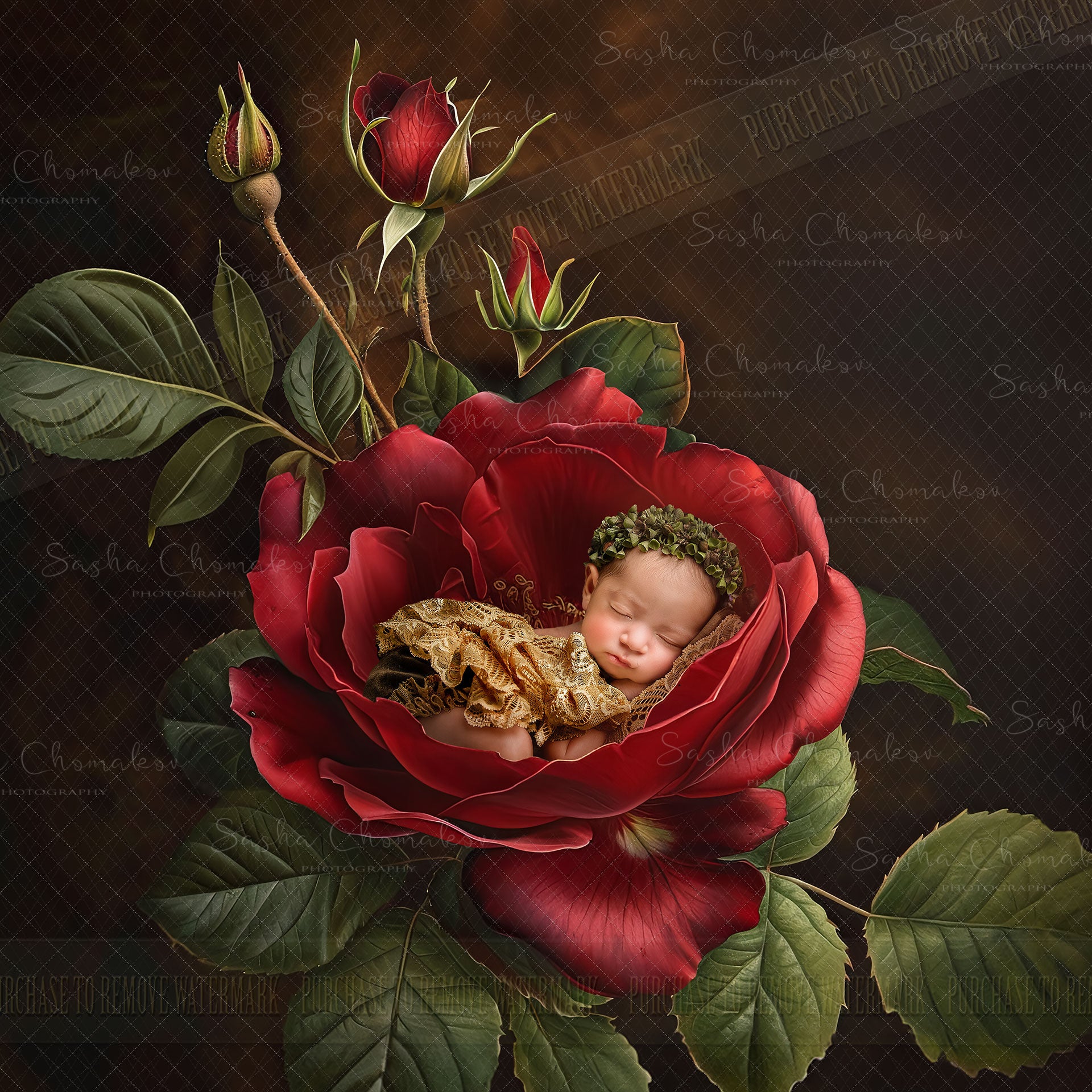 Digital  background Painted red rose   Ai generated