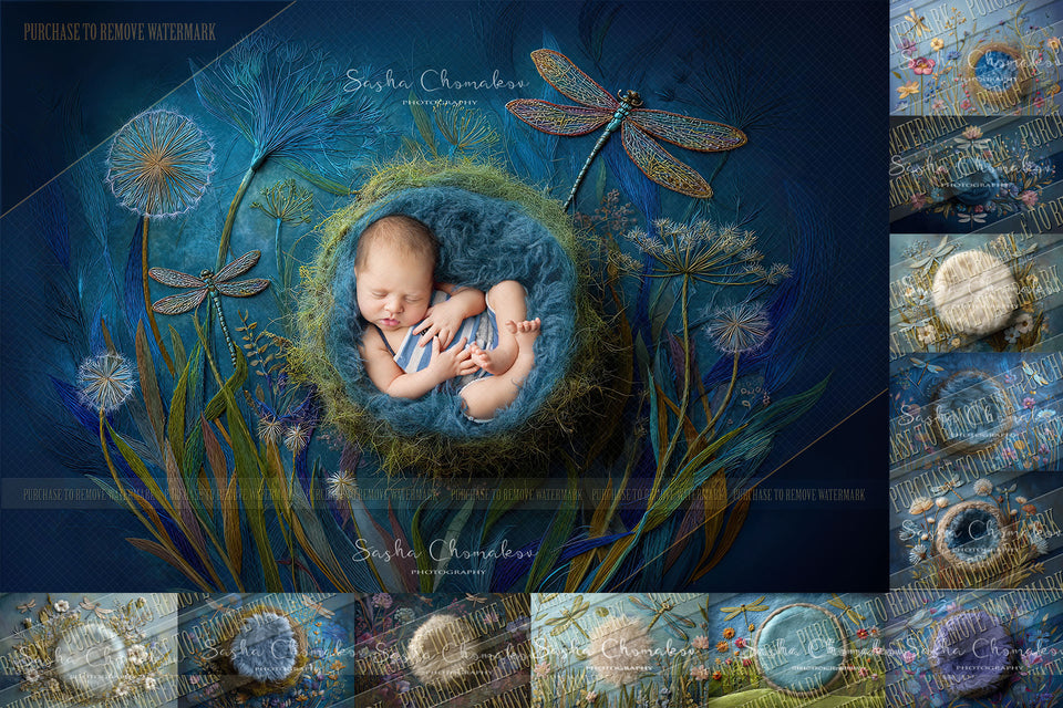 12 Digital backgrounds Ai generated dragonflies
