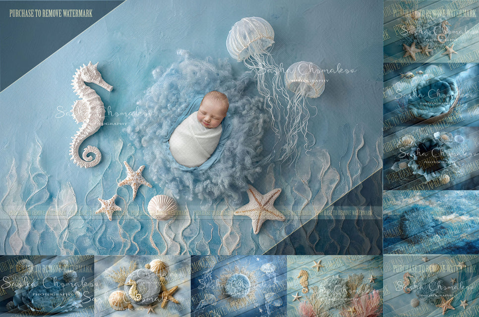 10 Digital backgrounds Ai generated under the sea mermaid