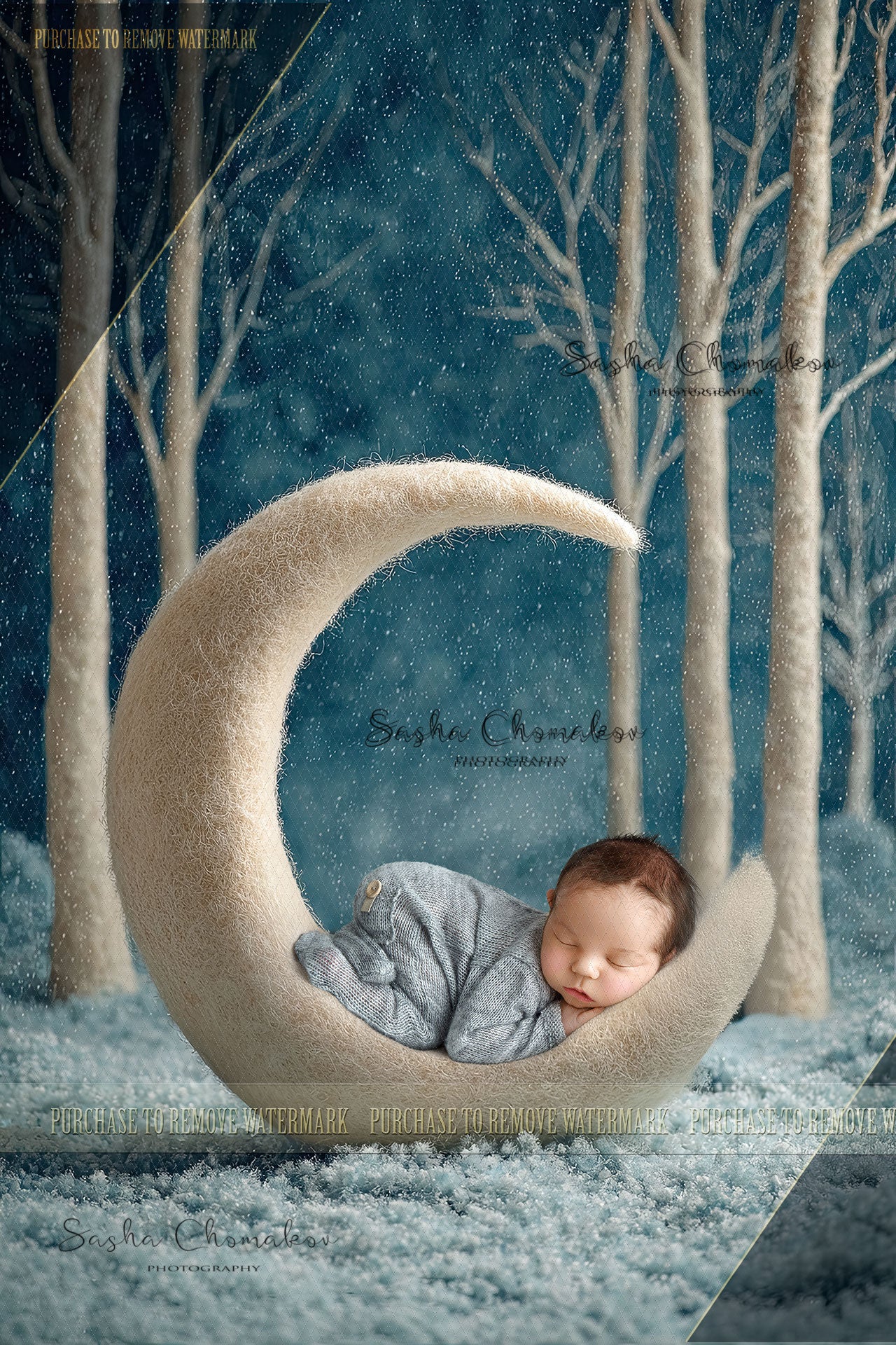 12 Digital backgrounds Ai generated winter moon