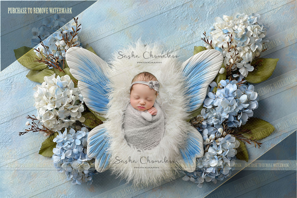 11 Digital backgrounds Ai generated blue butterflies