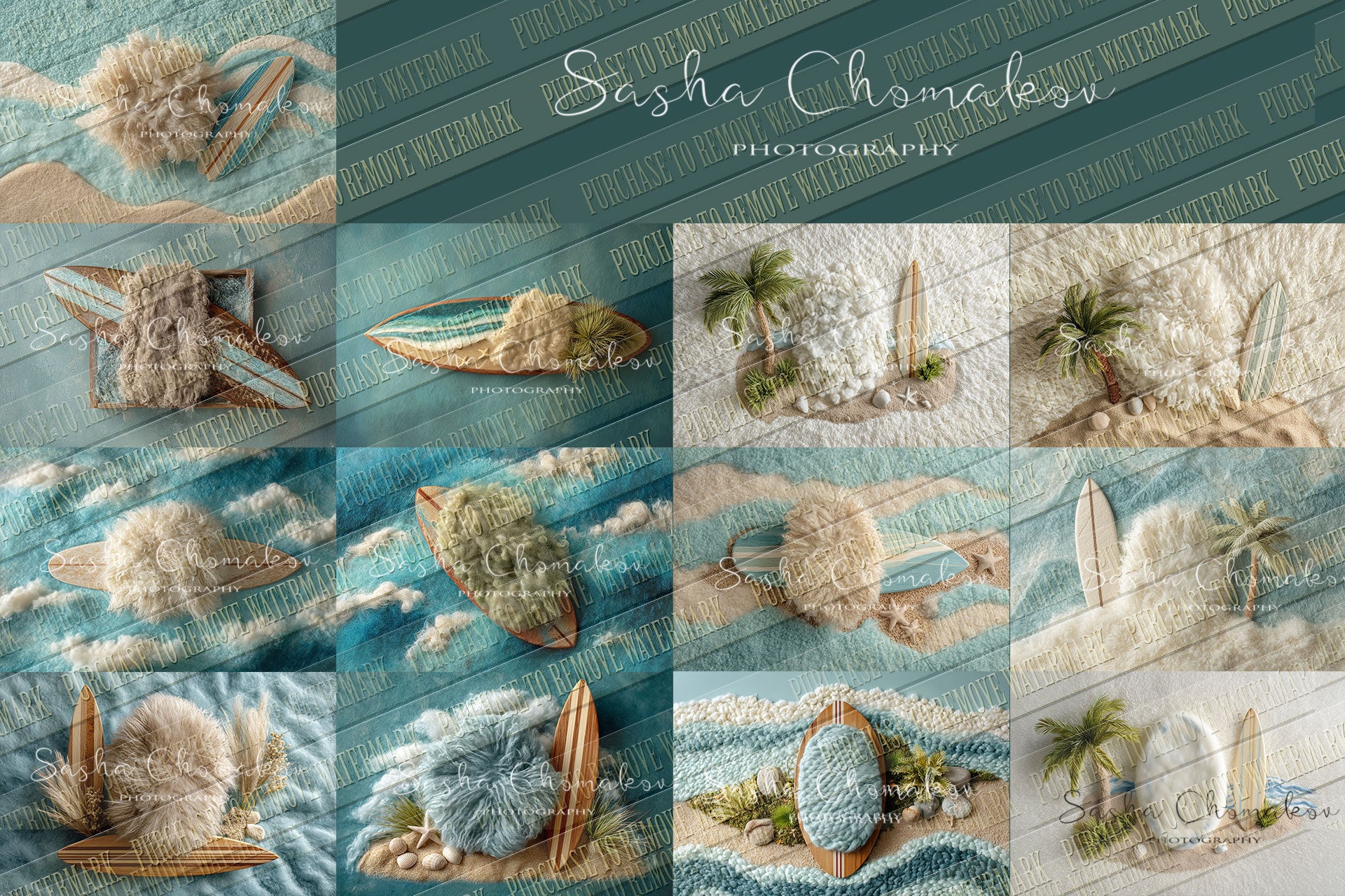 12 Digital backgrounds Ai generated surf