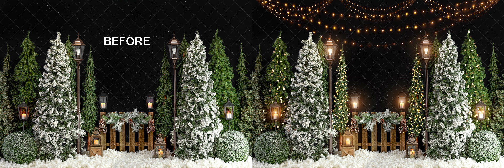 Christmas lights and bokeh overlays