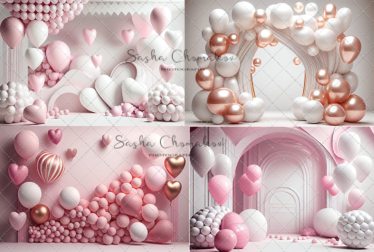 Backdrop pink  balloons   Ai generated
