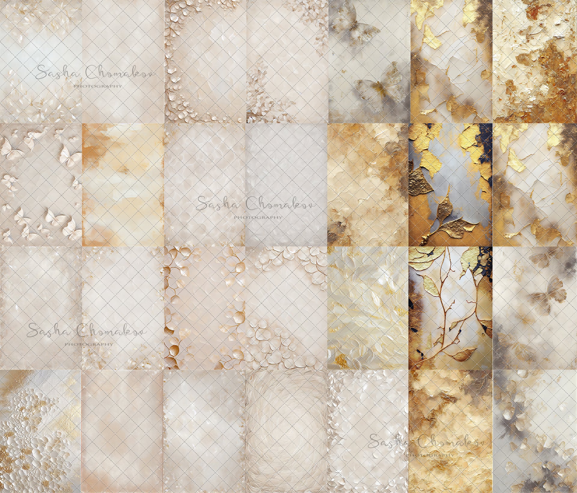 Backdrops white and gold textures set 2 Ai generated