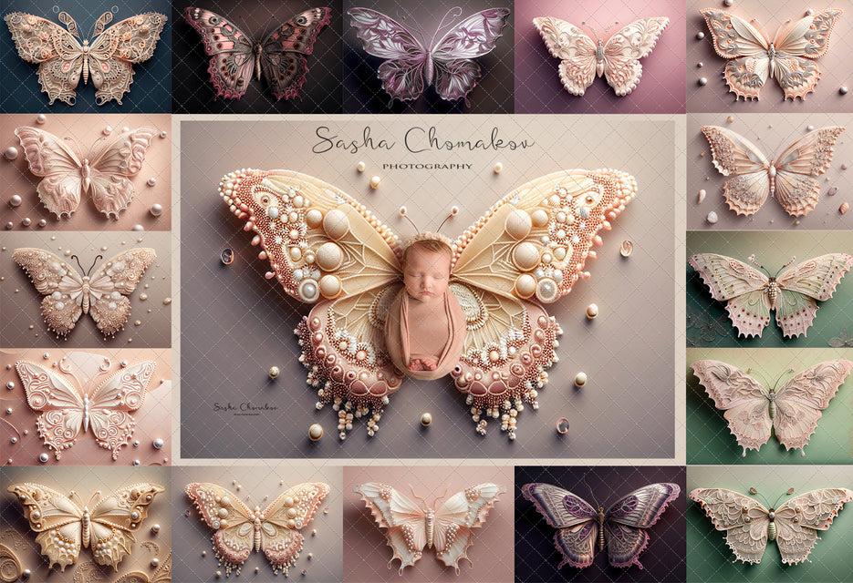 Backdrop butterflies pink Ai generated