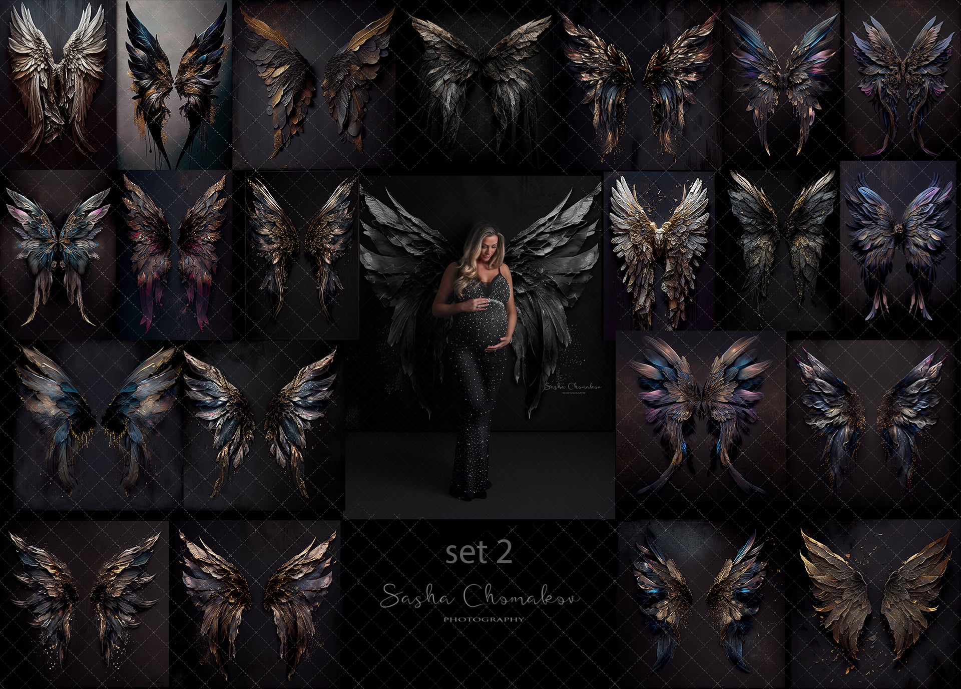 Backdrops butterflies panels dark sei 2 Ai generated