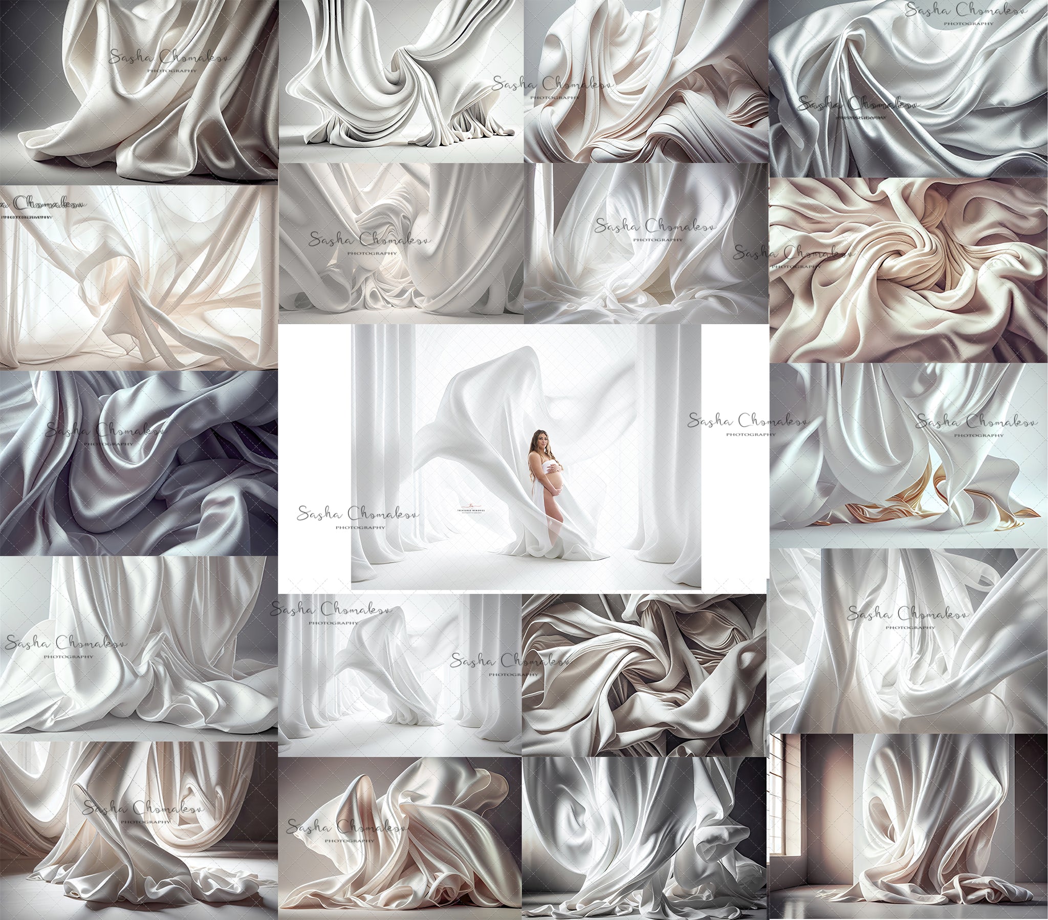 Digital  Backdrops silk whites 18 Ai generated